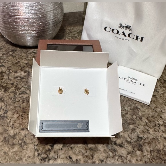 Coach Gold Logo Stud Earrings - Picture 3 of 4